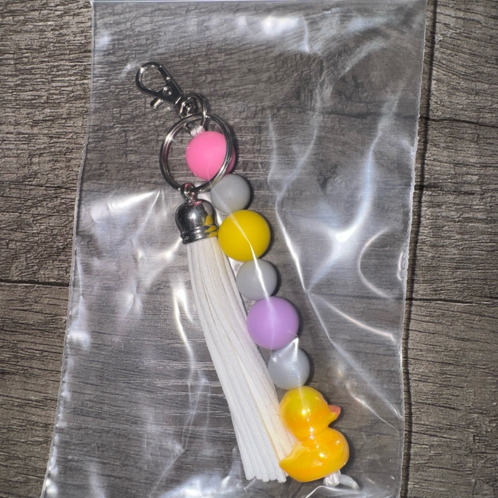 Duck Keychain with Beads and Tassel